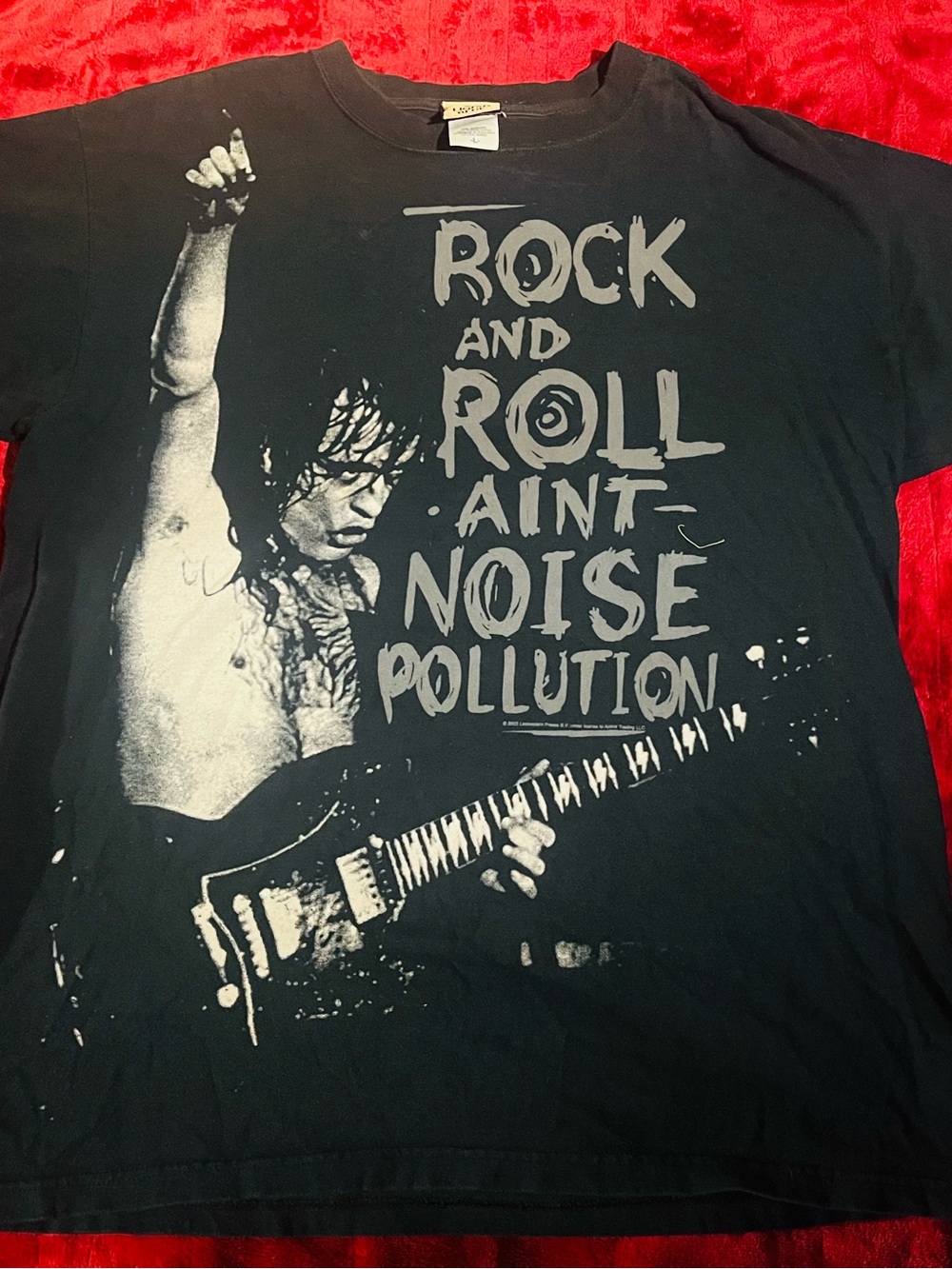 Vintage AC/DC Rock&Roll Graphic Tee - Black with Gray Print- Large-Liquid Blue